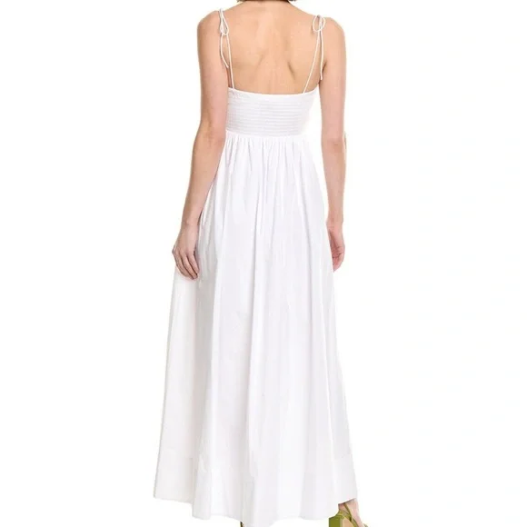 New NWT STAUD Landry White Corset Drop Waist Midi Dress Size S